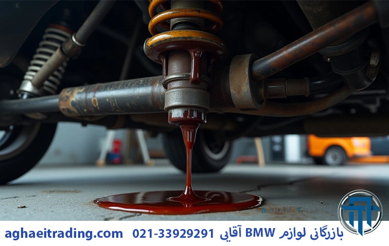 نشانه سوم خرابی کمک فنر بی ام و: نشت روغن از کمک فنر BMW | بازرگانی آقایی